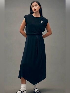 NWOT Gemini Twofer Black Sleeveless heart Midi Dress